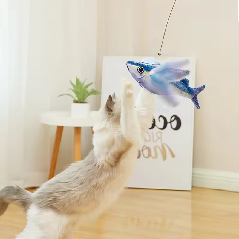 Simulation Shake and Shake Flying Fish Vibration Induction Teasing Stick Cat Toy